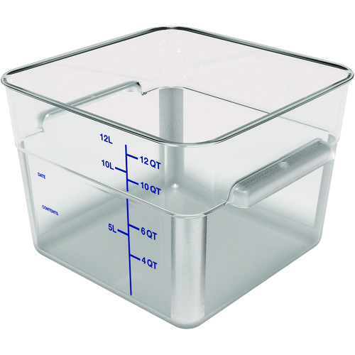 Image of Squares Polycarbonate Food Storage Container, 12 qt, 11.13 x 11.13 x 8.25, Clear, Plastic