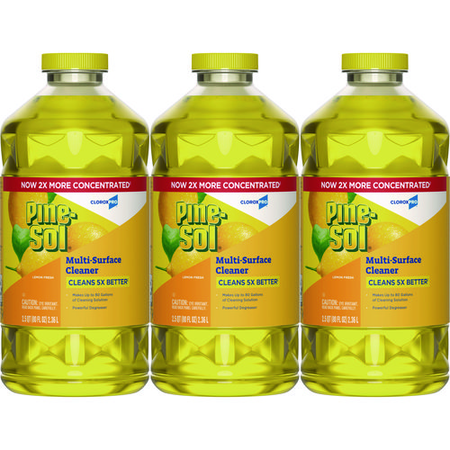 Pine-Sol® CloroxPro Multi-Surface Cleaner Concentrated, Lemon Fresh Scent, 80 oz Bottle, 3/Carton