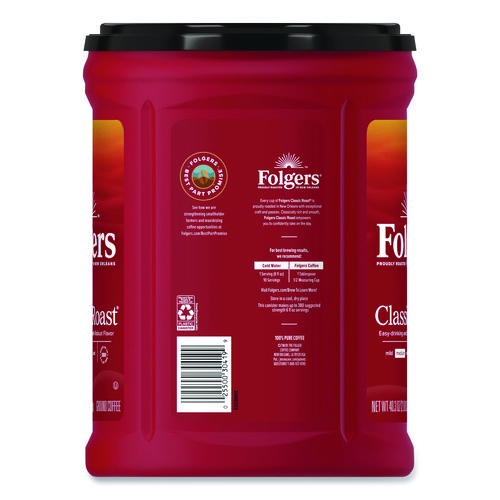 Classic Roast Ground Coffee, 40.3 oz Canister, 6/Carton