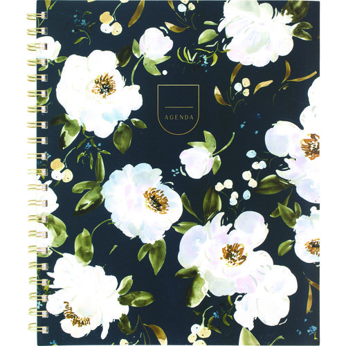 Leah Bisch Weekly/Monthly Floral Planner, Floral Artwork, 11" x 9.25", Blue/White/Gold Cover, 12-Month (Jan to Dec): 2025