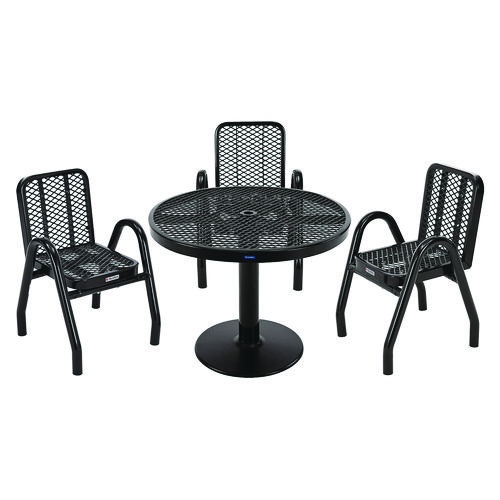 Outdoor Dining Set, Round, 36" dia x 29"h, Black Top, Black Base/Legs, Ships in 1-3 Business Days