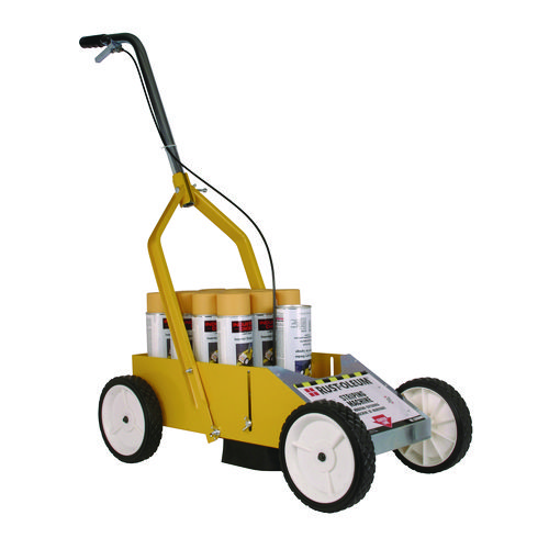 Image of Professional Striping Machine, Accommodates Up to 13 Standard Inverted Striping Paint Spray Cans, Yellow