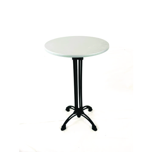 Topalit Tables, Round, 24" dia x 44"h, Brushed Silver Top, Black Iron Base/Legs