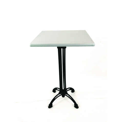 Topalit Tables, Square, 32 x 32 x 44, Brushed Silver Top, Black Iron Base/Legs