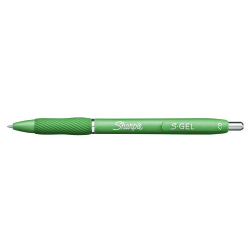 Image of S-Gel Fashion Barrel Gel Pen, Retractable, Medium 0.7 mm, Black Ink, Green Barrel, 4/Pack