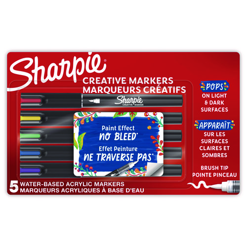 Image of Creative Markers, Fine Brush Tip, Assorted Colors, 5/Pack