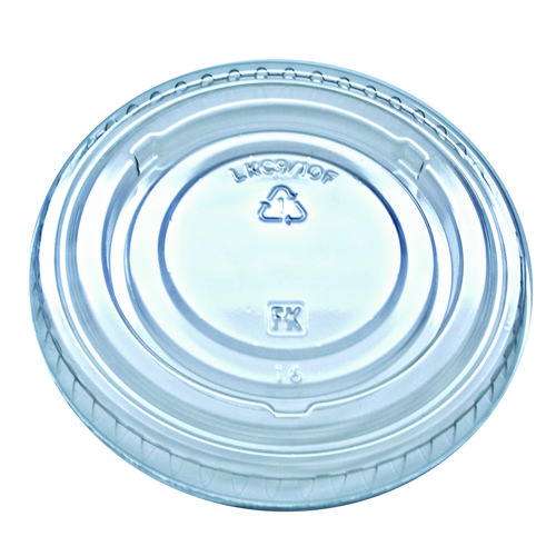 Image of Kal-Clear/Nexclear Drink Cup Lids, Flat Lid with No Slot, Fits 9 to 10 oz Cold Cups, Clear, 2,500/Carton