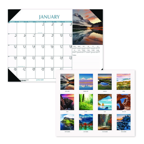 Earthscapes Scenic Desk Pad Calendar, Scenic Photos, 22 x 17, White Sheets, Black Binding/Corners,12-Month (Jan-Dec): 2024
