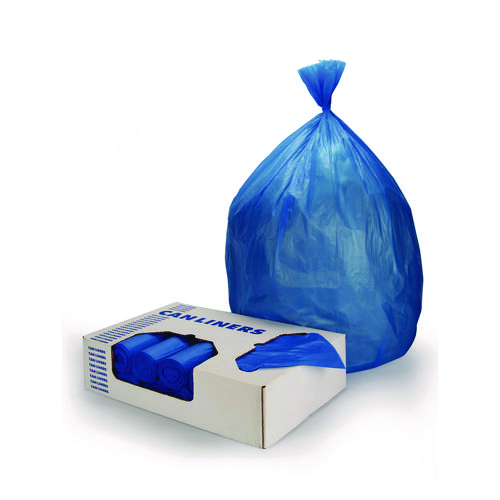 High-Density Waste Can Liners, 23 gal, 14 mic, 30 x 43, Blue, 25 Bags/Roll, 10 Rolls/Carton