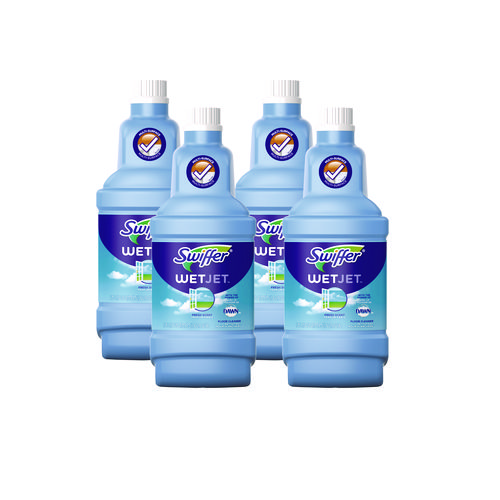 Swiffer® Wetjet System Cleaning-Solution Refill, Fresh Scent, 1.25 L Bottle, 4/Carton