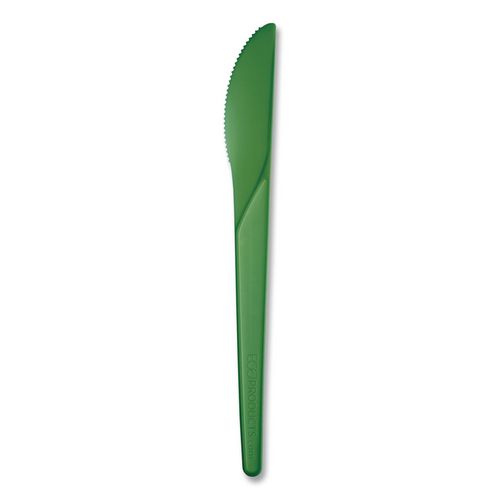 Plantware Compostable Cutlery, Knife, Plastic, Green, 1,000/Carton