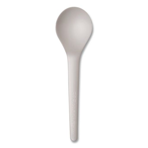 Plantware Compostable Soup Spoon, Heavyweight, Plastic, White, 50/Pack, 20 Packs/Carton