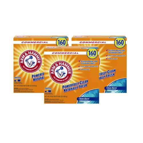 Image of Arm & Hammer™ Powder Laundry Detergent, Clean Burst, 9.86 Lb Box, 3/Carton
