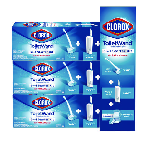 Image of Clorox® Toiletwand Disposable Toilet Cleaning System: Handle, Caddy And Refills, White, 6/Carton