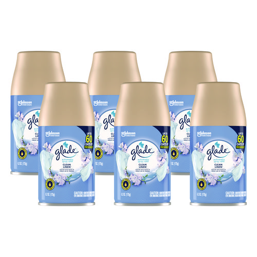 Image of Glade® Automatic Air Freshener, Clean Linen, 6.2 Oz, 6/Carton