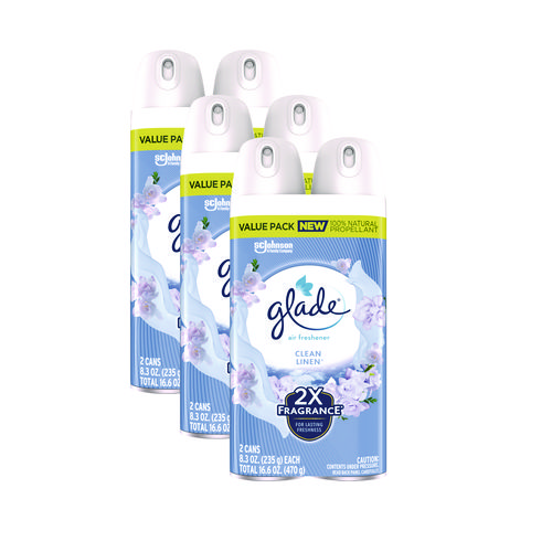 Image of Air Freshener, Clean Linen Scent, 8.3 oz, 2/Pack, 3Packs/Carton