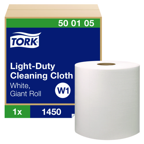 Image of Light Duty Cleaning Cloth, Giant Roll, 1-Ply, 9 x 12.4, White, 1,450 Sheet Roll/Carton