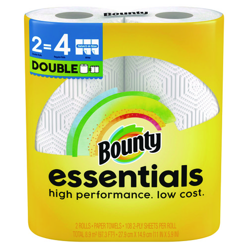 Essentials Select-A-Size Kitchen Roll Paper Towels, 2-Ply, White, 108 Sheets/Roll, 2/Pack, 8 Packs/Carton