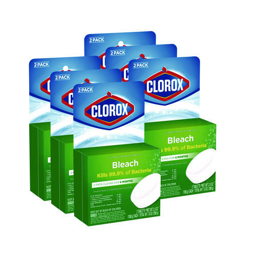 Clorox® Automatic Toilet Bowl Cleaner, 3.5 oz Tablet, 2/Pack, 6 Packs/Carton