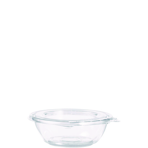 Image of SafeSeal Tamper-Resistant, Tamper-Evident Bowls with Flat Lid, 8 oz, 5.5" Diameter x 1.7" h, Clear, 240/Carton