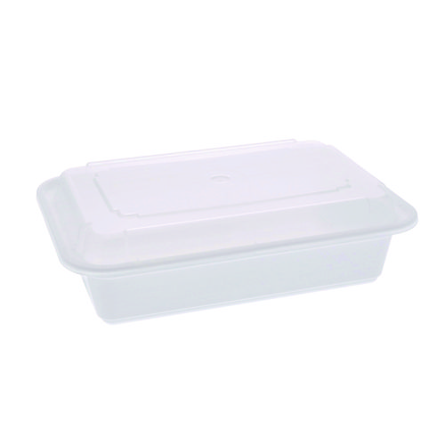 Image of Newspring VERSAtainer Microwavable Containers, 8.8 x 6 x 2.5, White/Clear, Base/Lid Combo, 150/Carton