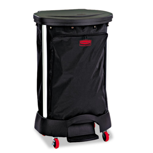 Premium Step-On Linen Hamper Bag, 30 gal, 13.38w x 19.88d x 29.25h, Nylon, Black