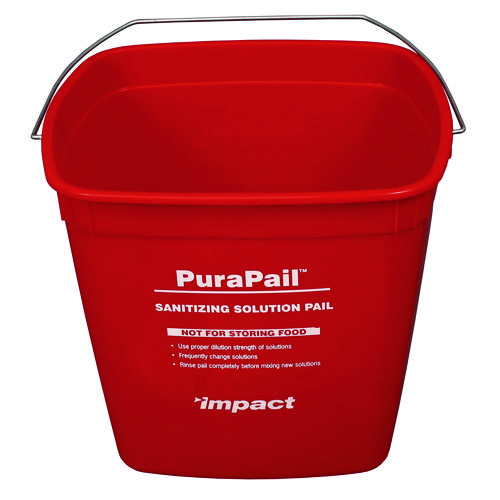 PuraPail Sanitizing Bucket, 6 qt, Polyethylene, Red