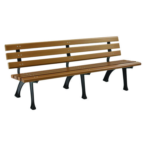 Image of Recycled Plastic Benches with Back, 72 x 23 x 28, Tan, Ships in 4-6 Business Days, Ships in 1-3 Business Days