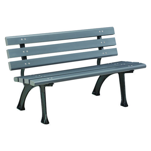 Image of Recycled Plastic Benches with Back, 48 x 23 x 28, Gray, Ships in 4-6 Business Days, Ships in 1-3 Business Days