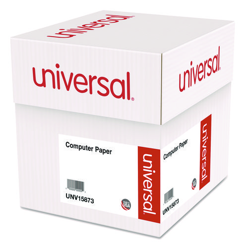 Image of Universal® Printout Paper, 3-Part, 15 Lb Bond Weight, 9.5 X 11, White/Canary/Pink, 1,200/Carton
