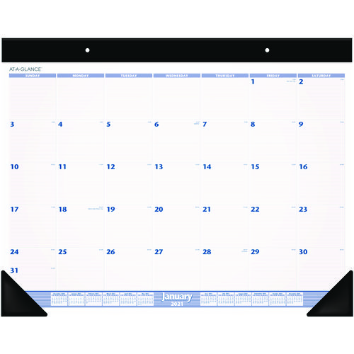 Desk Pad, 24 x 19, White Sheets, Black Binding, Black Corners, 12-Month (Jan to Dec): 2024