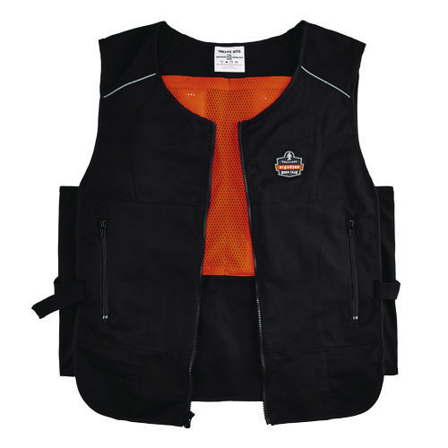 Chill-Its 6260 Lightweight Phase Change Cooling Vest with Packs, Cotton/Poly, 2X-Large/3X-Large, Black, Ships in 1-3 Bus Days
