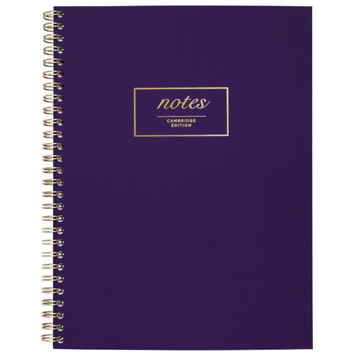 Image of Cambridge® Jewel Tone Notebook, Gold Twin-Wire, 1-Subject, Wide/Legal Rule, Purple Cover, (80) 9.5 X 7.25 Sheets