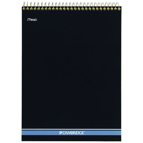 Image of Cambridge® Stiff-Back Wire Bound Notepad, Wide/Legal Rule, Canary/Blue Cover, 70 Canary-Yellow 8.5 X 11.5 Sheets
