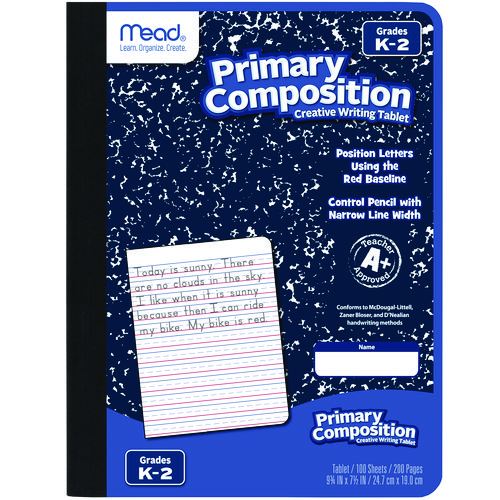 Primary Composition Book, Manuscript Format, Blue/White Cover, (100) 9.75 x 7.5 Sheets