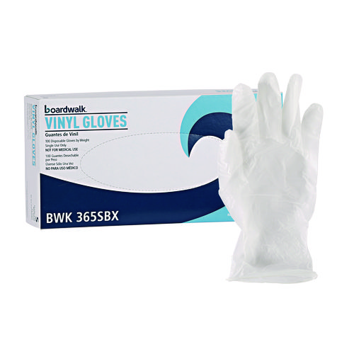 Image of Boardwalk® General Purpose Vinyl Gloves, Powder/Latex-Free, 2.6 Mil, Small, Clear, 100/Box