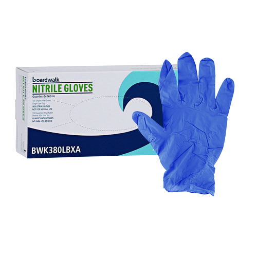 Boardwalk® Disposable General-Purpose Nitrile Gloves, Large, Blue, 4 Mil, 100/Box