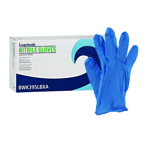 Disposable General-Purpose Powder-Free Nitrile Gloves, Large, Blue, 5 mil, 100/Box