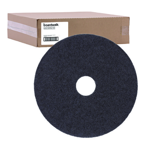 Image of Boardwalk® Stripping Floor Pads, 21" Diameter, Black, 5/Carton