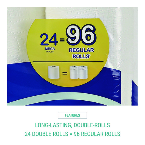 Premium Bath Tissue, Septic Safe, 2-Ply, White, 284 Sheets/Roll, 24 Rolls/Carton