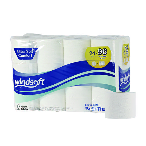 Premium Bath Tissue, Septic Safe, 2-Ply, White, 284 Sheets/Roll, 24 Rolls/Carton