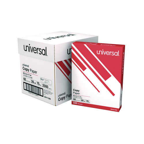 Universal® Copy Paper Convenience Carton, 92 Bright, 20 Lb Bond Weight, 8.5 X 11, White, 500 Sheets/Ream, 5 Reams/Carton
