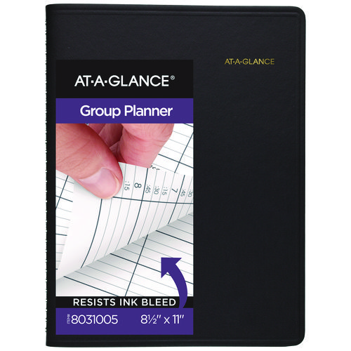 Image of At-A-Glance® Four-Person Group Undated Daily Appointment Book, 10.88 X 8.5, Black Cover, 12-Month (Jan To Dec): Undated