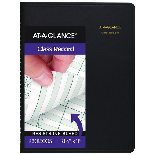 Image of At-A-Glance® Undated Class Record Book, Nine To 10 Week Term: Two-Page Spread (35 Students), 10.88 X 8.25, Black Cover