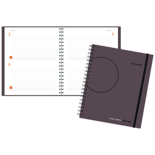 Image of At-A-Glance® Plan. Write. Remember. Planning Notebook Two Days Per Page , 11 X 8.38, Gray Cover, Undated