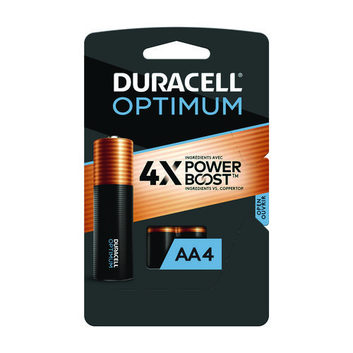 Image of Duracell® Optimum Alkaline Aa Batteries, 4/Pack