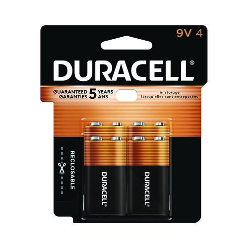 Duracell® Coppertop Alkaline 9V Batteries, 4/Pack