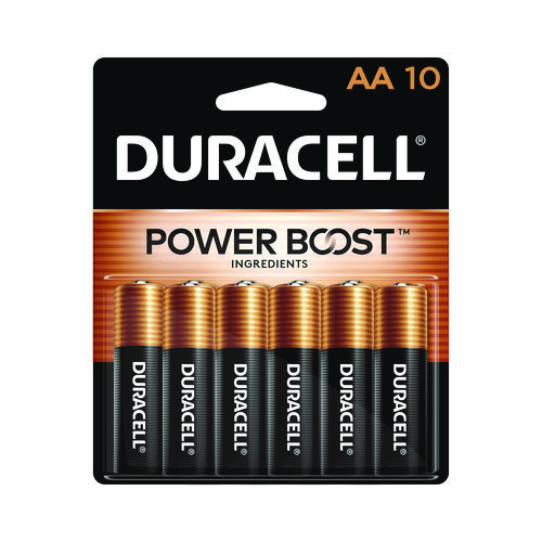 Image of Duracell® Power Boost Coppertop Alkaline Aa Batteries, 10/Pack