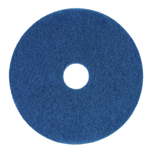 Scrubbing Floor Pads, 13" Diameter, Blue, 5/Carton