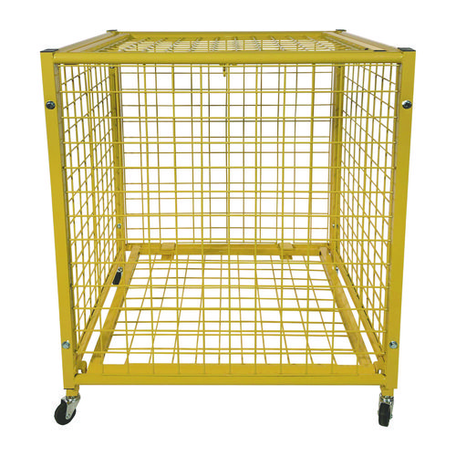 Half Size Lockable Ball Locker, Metal, 132 lb Capacity, 29 x 27 x 31, Yellow